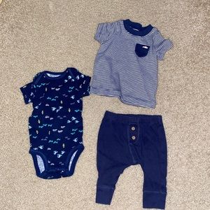 3 piece navy blue baby boy outfit
